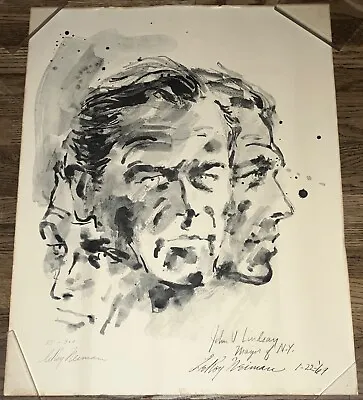 LeRoy Neiman (1969) DBL-Signed John Lindsay Portrait 25/300 Also Lindsay-Signed! • $149