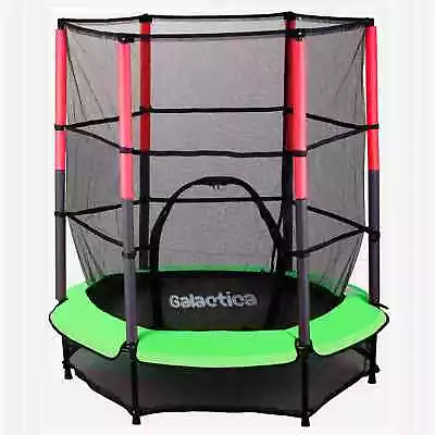 GALACTICA Children’s Mini Trampoline With Safety Net – 4.5FT Kids Rebounder Gree • £59.99