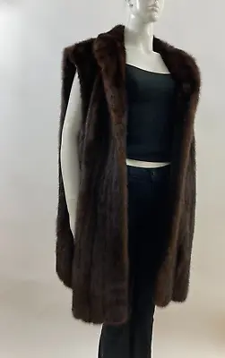 Sz 6XL - Beautiful Chestnut Brown Extra Long Mink Fur Vest Coat - Vintage Fur • $359.99