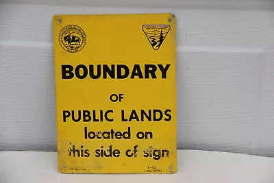 VINTAGE Metal U S Dept Of The Interior Property Boundary Sign Public Lands 1979 • $50