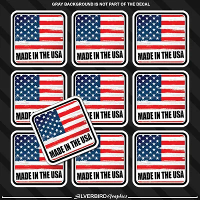 Made In The USA Sticker America Patriotic 2 Inch Flag Vinyl Set Of 10 • $3.95