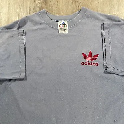 Vintage Adidas T-Shirt Men Medium Sports Soccer Made In USA Trefoil Blue • $27