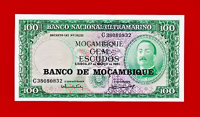 RARE 100 ESCUDOS 1976 MOZAMBIQUE OVERPRINT UNC BANKNOTE P-117 Overprint On P-109 • $2.43