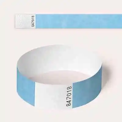 £2.90 • Buy Sky Blue Plain And Customised Printed Tyvek Wristbands, Paper Like, Security,