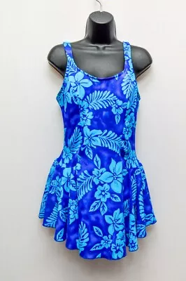 Vintage Maxine Of Hollywood Womens Bathing Suit Blue Hawaiian M+ 90s • $30.60