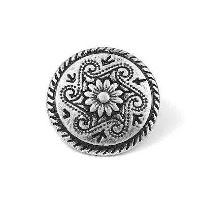Buttons Antique Silver Flower Metal Shank Sewing Buttons 15mm Jacket Coat • £3.70