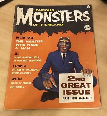 Famous Monsters Of Filmland Magazine Issue 2 1959 Rare UK No 1 Issue • £99.99