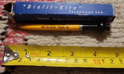 Vintage Retro Rotary Phone Dialer Dialit-rite Telephone Pen Yellow & Orig Box! • $17.93