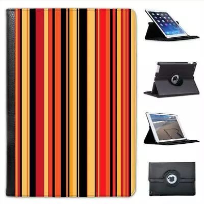 Modern Stripes Orange Folio Leather Case For IPad Mini & Retina • £11.99