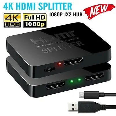 Hdmi Splitter 1 In 2 Out 1080p 4K 1x2 Stripper 3D Splitter HDMI Spliter For HDTV • $14.99