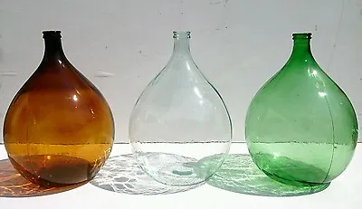 3 Antique Italian 54 Liters Giant Demijohn - 1 Brown 1 Colorless 1 Green  • $1350