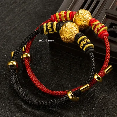 999 Pure 24k Yellow Gold Bracelet 3D Dragon Bead Ball 11.8*13mm Bracelet 7inch • £367.83