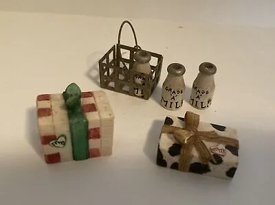 Vintage Enesco Mary's Moo Moos 2 Presents / Gift Boxes & Mini Milk Bottle Crate • $9.99