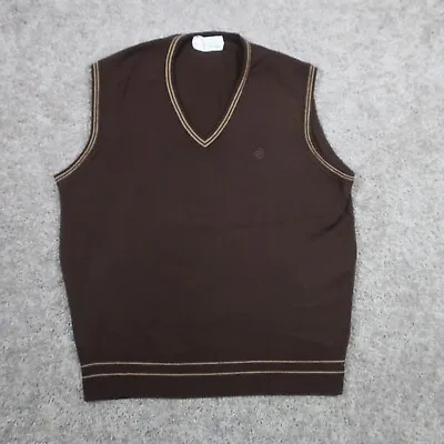 Wool Sweater Vest Mens L 44 Brown V Neck Byford Made In England Washable EUC • $24.95