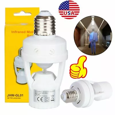 E26/E27 Motion Sensor PIR Infrared LED Light Lamp Bulb Holder Dimmable Socket US • $9.69