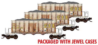 Micro-Trains MTL N-Scale CSX Rock Train Aggregate Hoppers Weathered 3-Pack Gray • $97.19