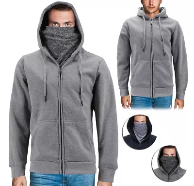 Men's Activewear Fleece Lined Ninja Mask Zip Up Gym Sport Hoodie Sweater Jacket • $20.99