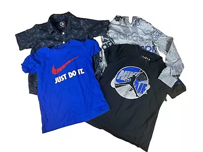Lot Of 4 Boys Shirts Size 5 & 6 Nike Adidas Jordan Button Up Dinoaur Hoodie • $24.99