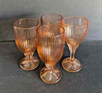 Fostoria Monet ~  Pink Petal Stem  Ice Tea Glasses / Goblets ~ 12oz ~ Set Of 4 • $29