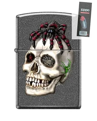 Zippo 82238 Cracked Skull Spider Web Skeleton Lighter + FLINT PACK • $42.57