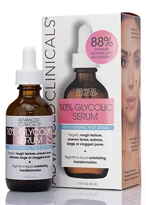 Advanced Clinicals 10% Glycolic Retexturizing Face Serum 1.75 Fl Oz (52mL) • $12.97