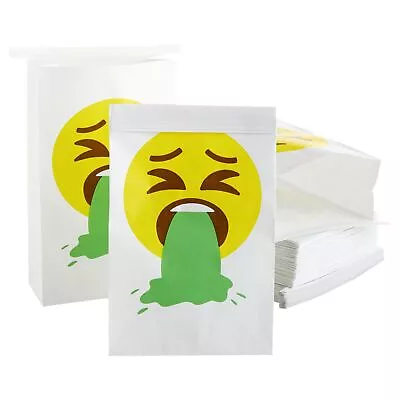 50 Pack Barf Bags White Emesis Hangovers Motion Sickness Vomiting Emoji Bag • $22.99