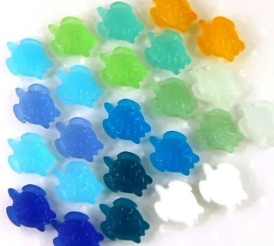 Sea Turtle Pendant Beads YOU PICK COLOR Frosted Sea Glass Finish 2 Pieces • $3.19