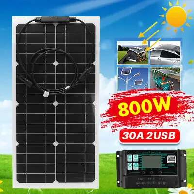 800W Solar Panel Kit Battery Charger 30A Controller RV Trailer Camper Van Boat • £28.49