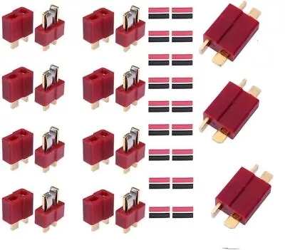 FLY RC 10 Pairs Deans T Plug Connectors Male And Female With 20pcs Shrink Tub • $10.76