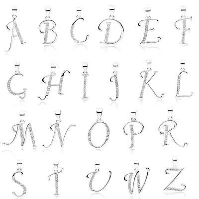 £9.99 • Buy 925 Sterling Silver Initial Letter Necklace Or Pendant Gift Boxed Present 