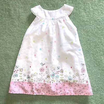 Mulberribush 12 Months 12M Baby Girl Dress – Floral Bird Print Pink Blue Green • $21