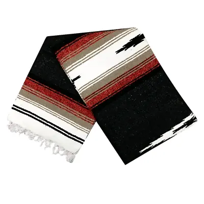 Mexican Blanket Black White Diamond Stripes | Yoga Blanket | Throw Blanket • $26.95