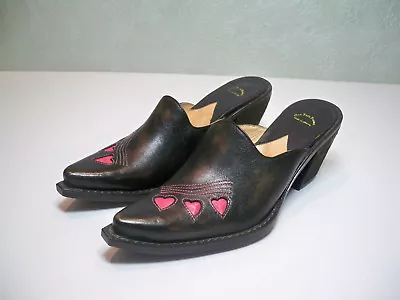 RARE NEW Oak Tree Farms Brown Mules W/pink Hearts DARLING SZ 37 US 7 See Descrip • $99.99