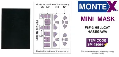 Montex 1/48 GRUMMAN F6F-3 HELLCAT CANOPY PAINT MASK Hasegawa • $5.99