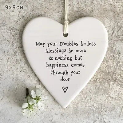 East Of India ‘May Your Troubles Be Less’ Wobbly Porcelain Heart • £5.99