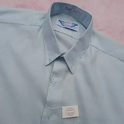 VINTAGE 80s Unworn BNWT LUIGI ROSSI Tab BAR PIN COLLAR Pattern Shirt MEDIUM 15.5 • £9.99