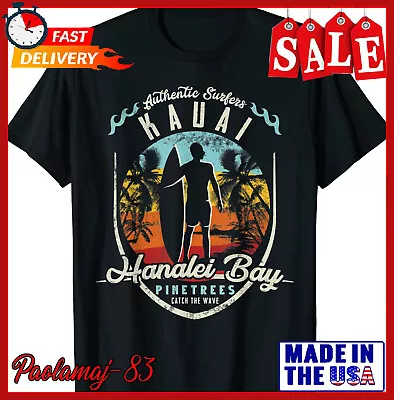 Vintage Retro Surfing Surf Surfer Hanalei Bay Kauai Beach T-Shirt Size S-5XL • $18.99