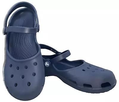 CROCS Karin MARY JANE Double Strap Women's Size 8 Blue Slingback Clog Sandals • $19.99