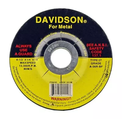 GRINDING WHEEL 4-1/2 X 1/4 X 7/8  FOR METAL • $9.99