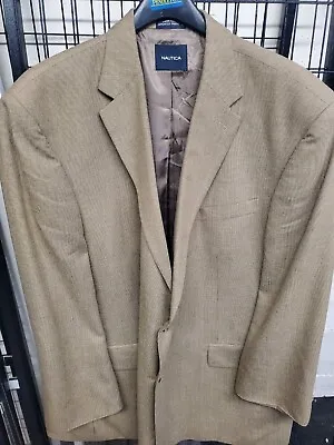 Vintage Nautica Mens 54R Blazer Sport Coat Jacket Tan Silk Wool MINT • $99.79