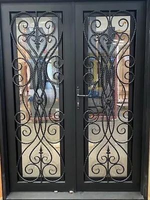 Wrought Iron Double Entry Door 61  X 81  Floral With Operable Glass • $3850