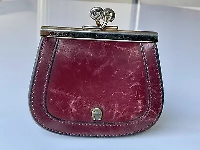 Vintage 60s ETIENNE AIGNER Small Leather Kisslock Coin Purse ITALY • $28