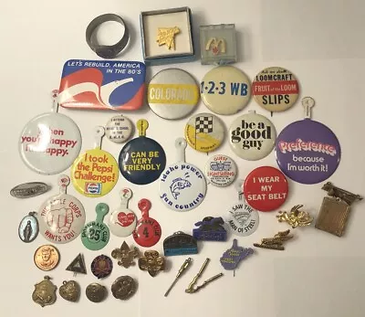 Lot Of Vintage Advertising/ Promotional Pins Pinbacks And Other Items  • $45