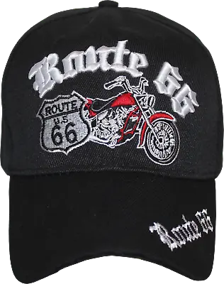 Route 66 Motor Cycle Hat Cap Adjustable Cap Baseball Hat FAST USA SHIPPING • $9.88