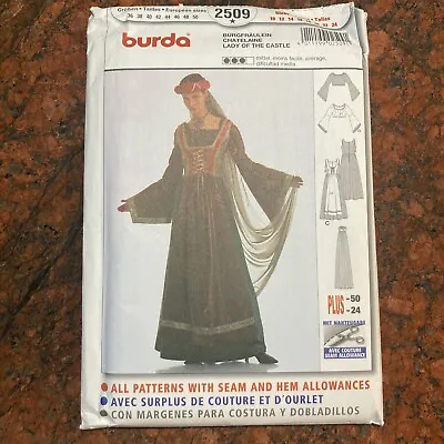 Medieval Dirndl Costume Sewing Pattern~Crop Top~Veil (Sizes 10-24) Burda 2509 • $10.50