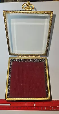 Vintage Antique Victorian Brass Beveled Glass Jewelry Casket Footed Box • $69.99