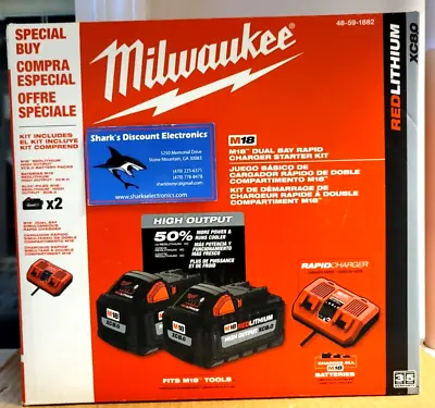 Milwaukee M18 18V Dual Bay Charger W/ (2) 8Ah HIGH OUTPUT Batteries (48-59-1882) • $239.99