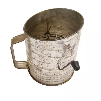 Bromwell's Hand Crank Measuring Sifter Made In USA 5 Cup - VINTAGE • $24.69