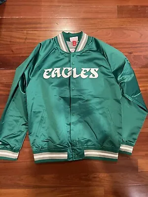 Mitchell & Ness Lightweight GREEN Satin Jacket Philadelphia Eagles S-3XL • $159.90