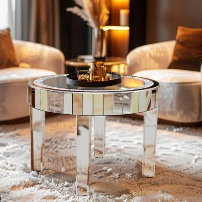 Contemporary Mirrored Accent Coffee Table Beside Table W/Sparking Crystals Inlay • $164.90